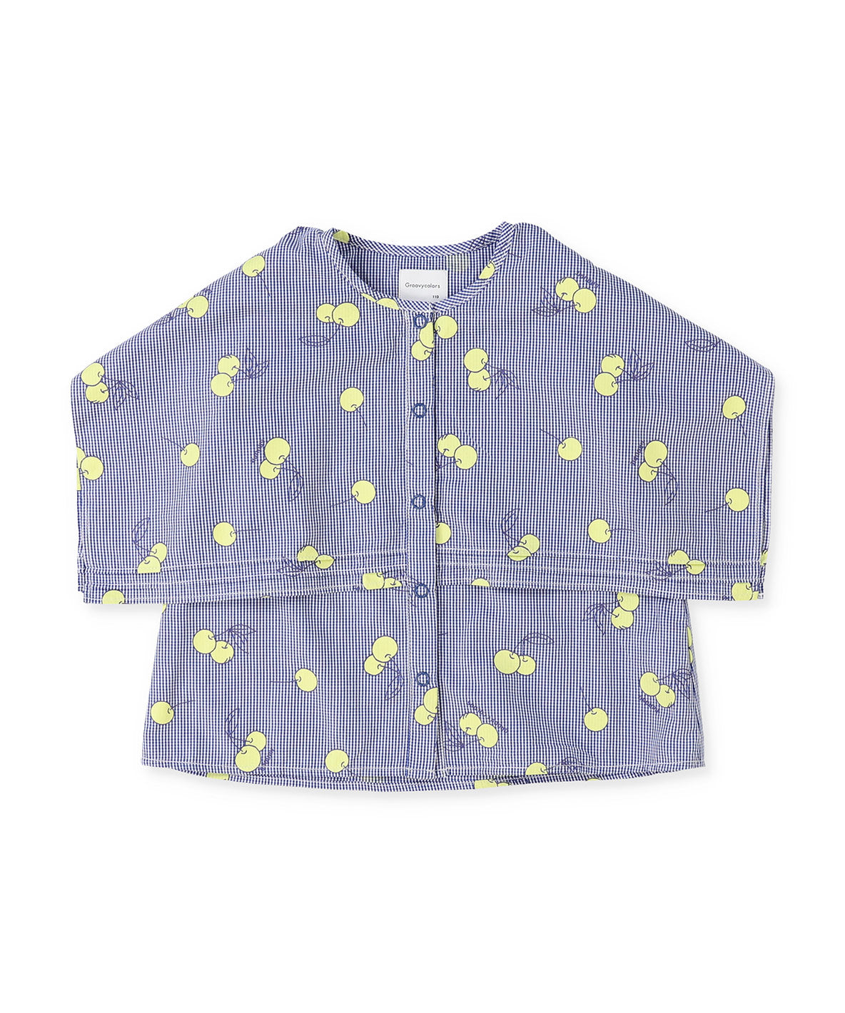 Checked and Cherry Cape Blouse