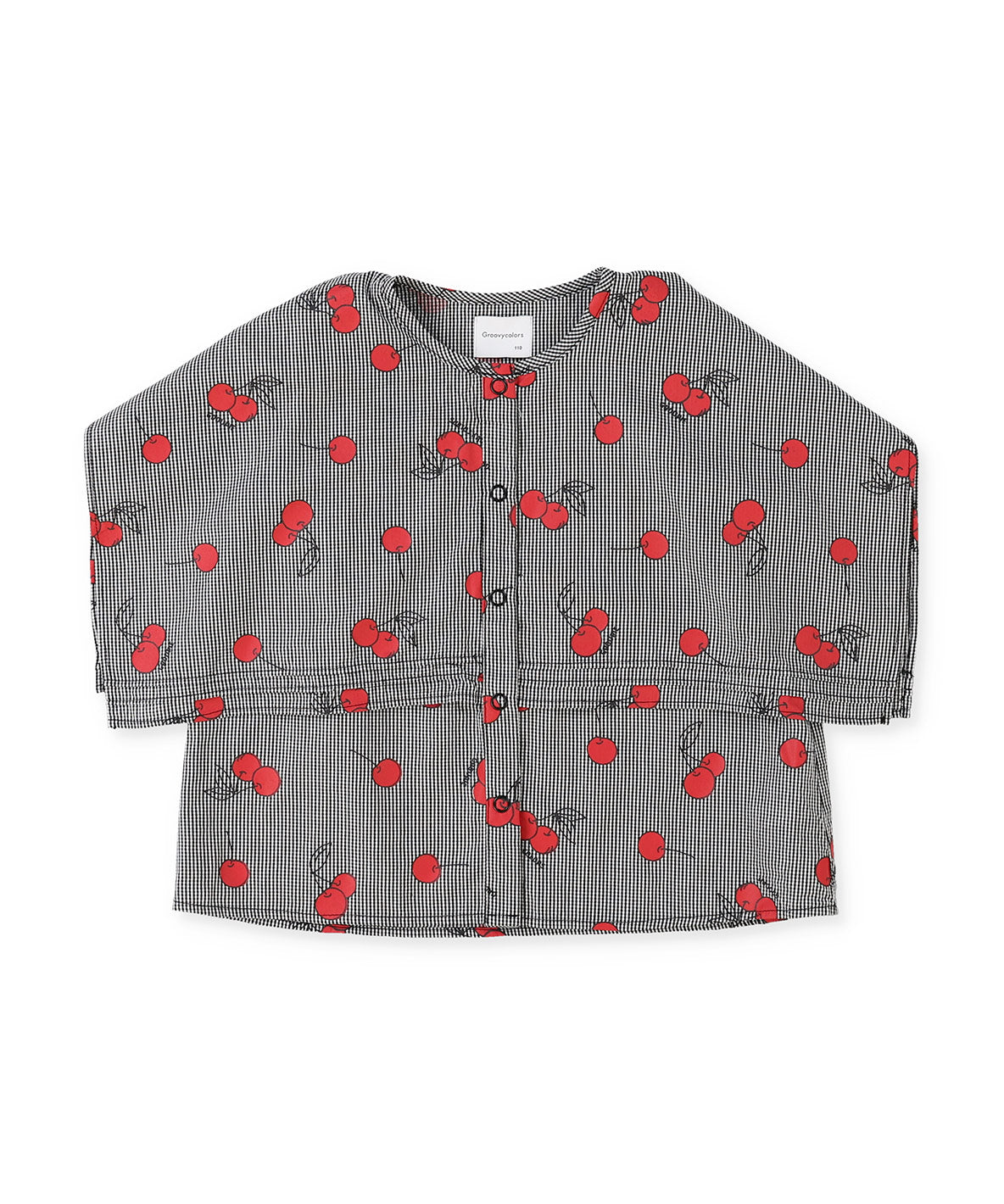 Checked and Cherry Cape Blouse