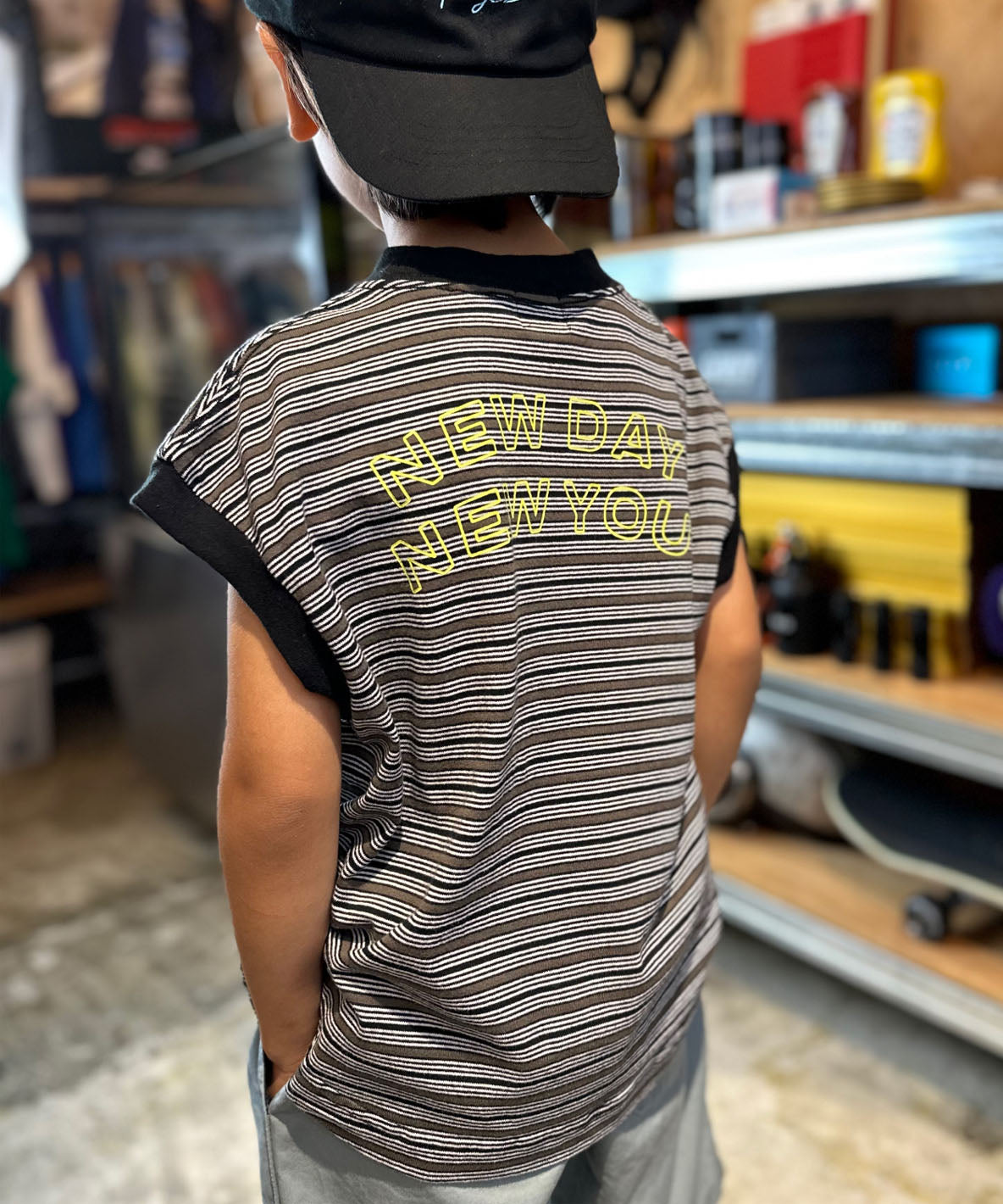 Multi Striped Sleeveless Tee