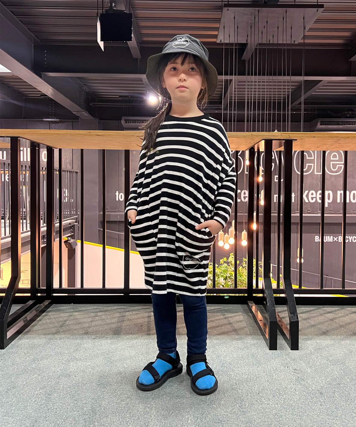 Striped Tent Silhouette Long Sleeve Dress