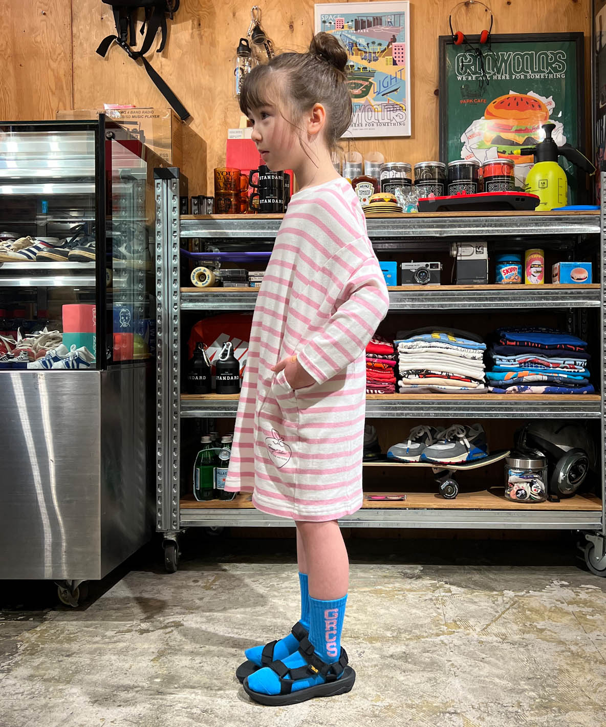 Striped Tent Silhouette Long Sleeve Dress