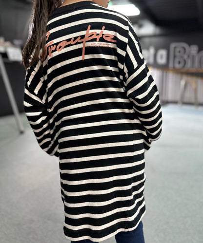 Striped Tent Silhouette Long Sleeve Dress