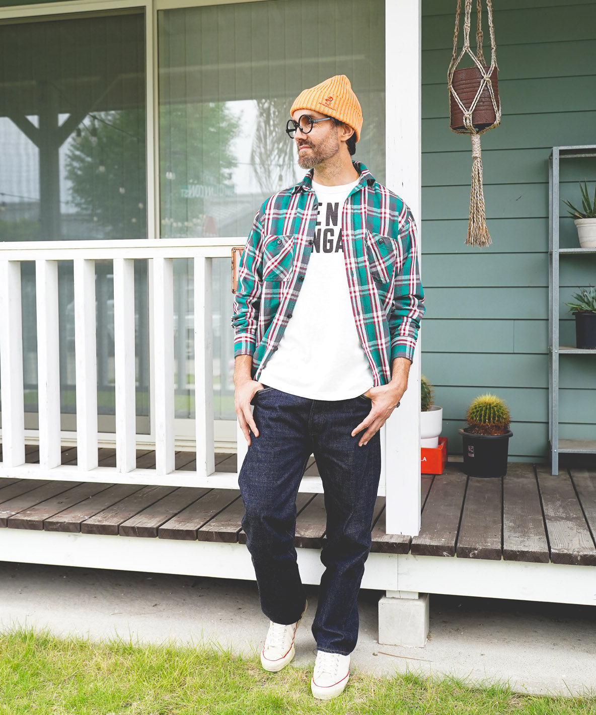 Uneven Plaid Shirt(MENS)