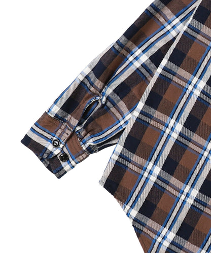 Uneven Plaid Shirt(MENS)