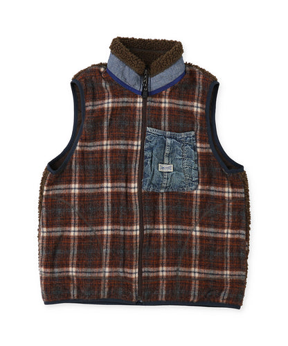Shaggy Plaid Vest(LADIES)