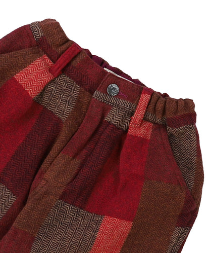 Wool-lining Plaid Patchwork Pants