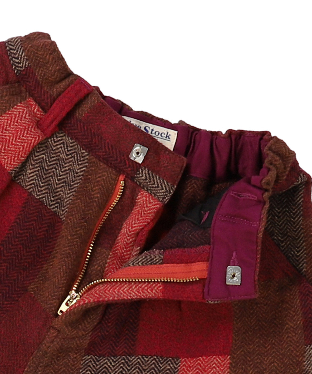 Wool-lining Plaid Patchwork Pants