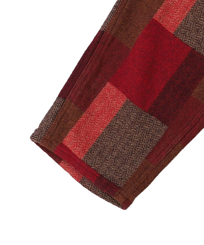 Wool-lining Plaid Patchwork Pants