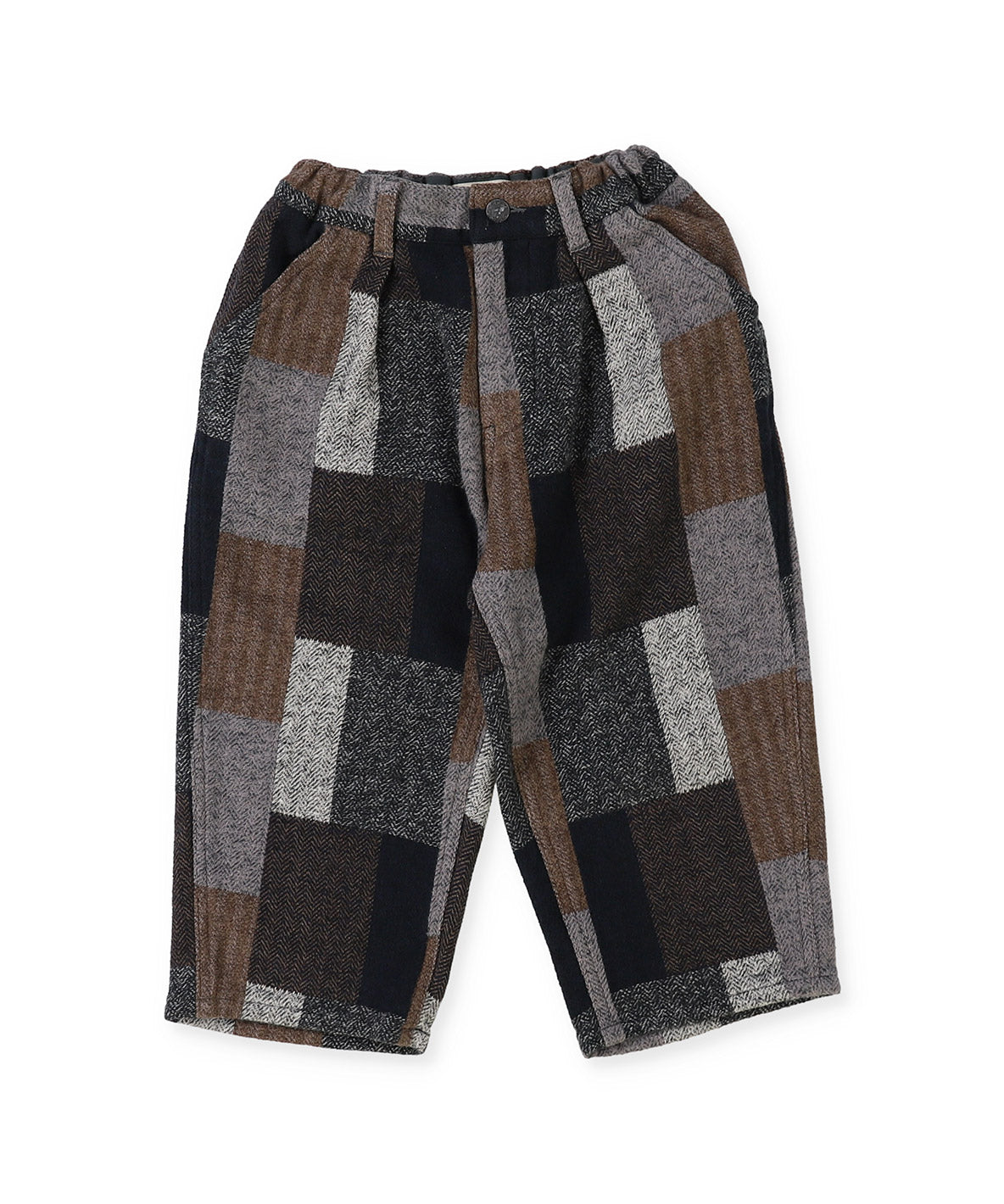 Wool-lining Plaid Patchwork Pants