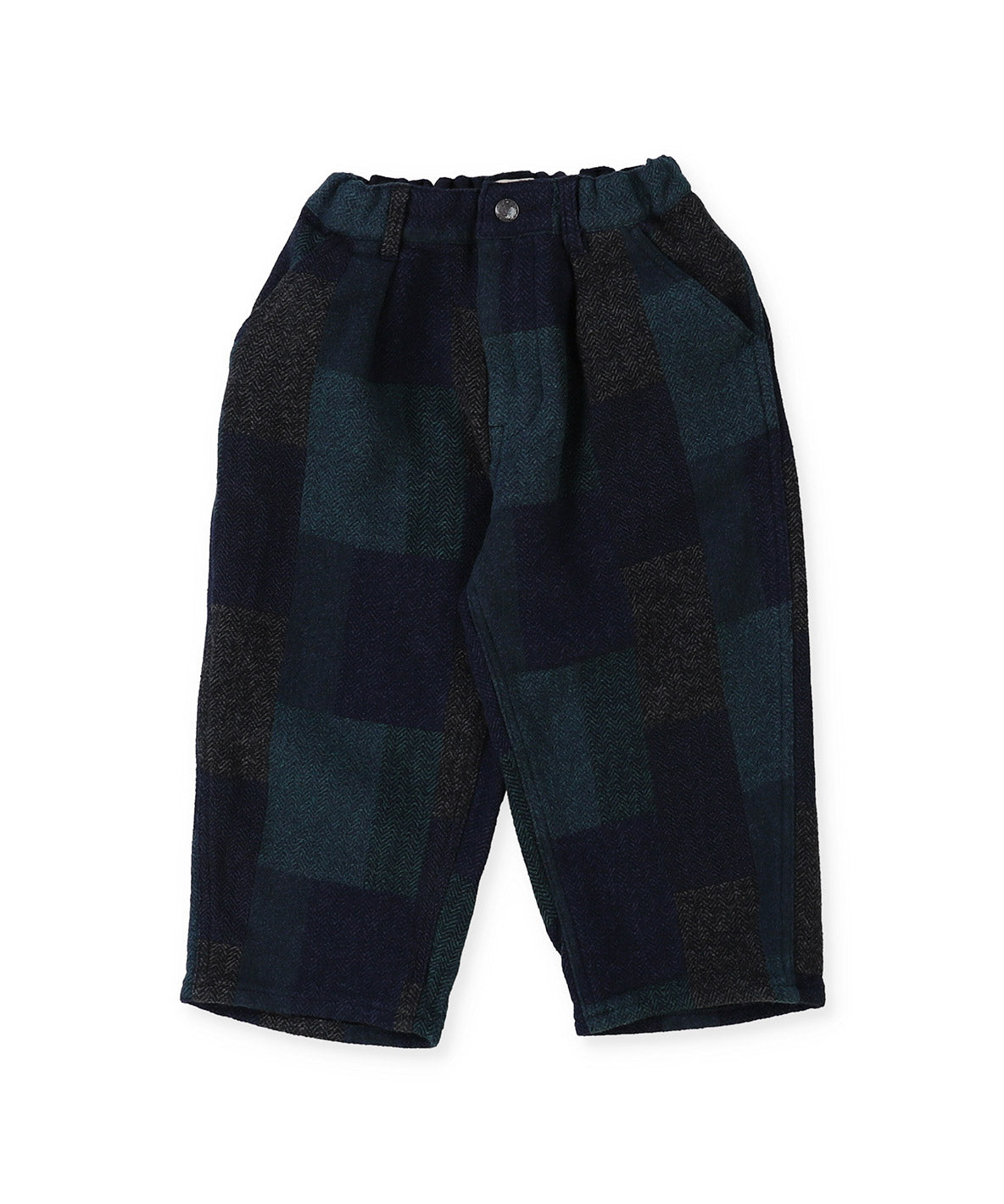 Wool-lining Plaid Patchwork Pants