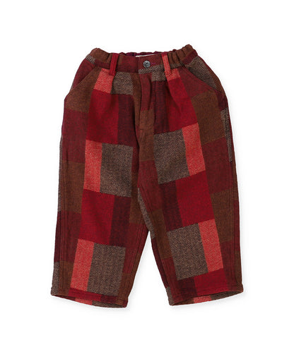Wool-lining Plaid Patchwork Pants