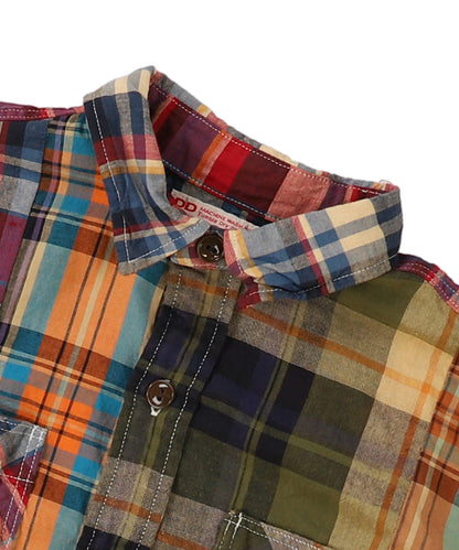 Uneven Colorful Plaid Shirt(LADIES)