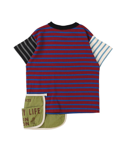 Striped Cotton Jersey Apron Tee