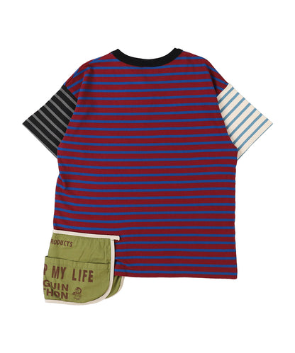 Striped Cotton Jersey Apron Tee(LADIES)
