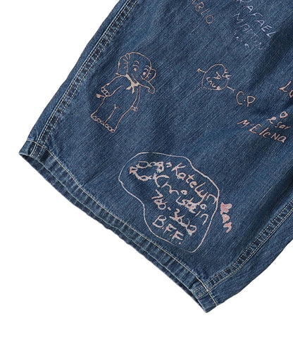 8oz Denim Scribble Shorts(LADIES)
