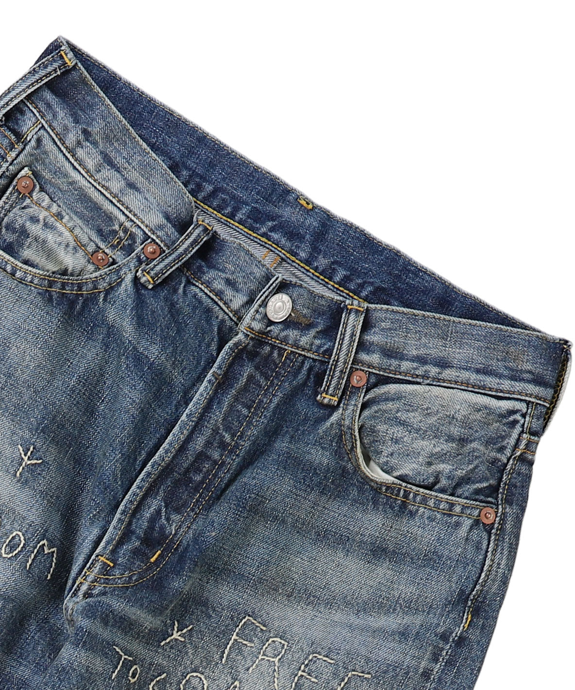 12oz HOME MADE Denim Embroidered Long Pants(LADIES)