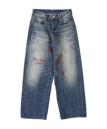 12oz HOME MADE Denim Embroidered Long Pants(LADIES)
