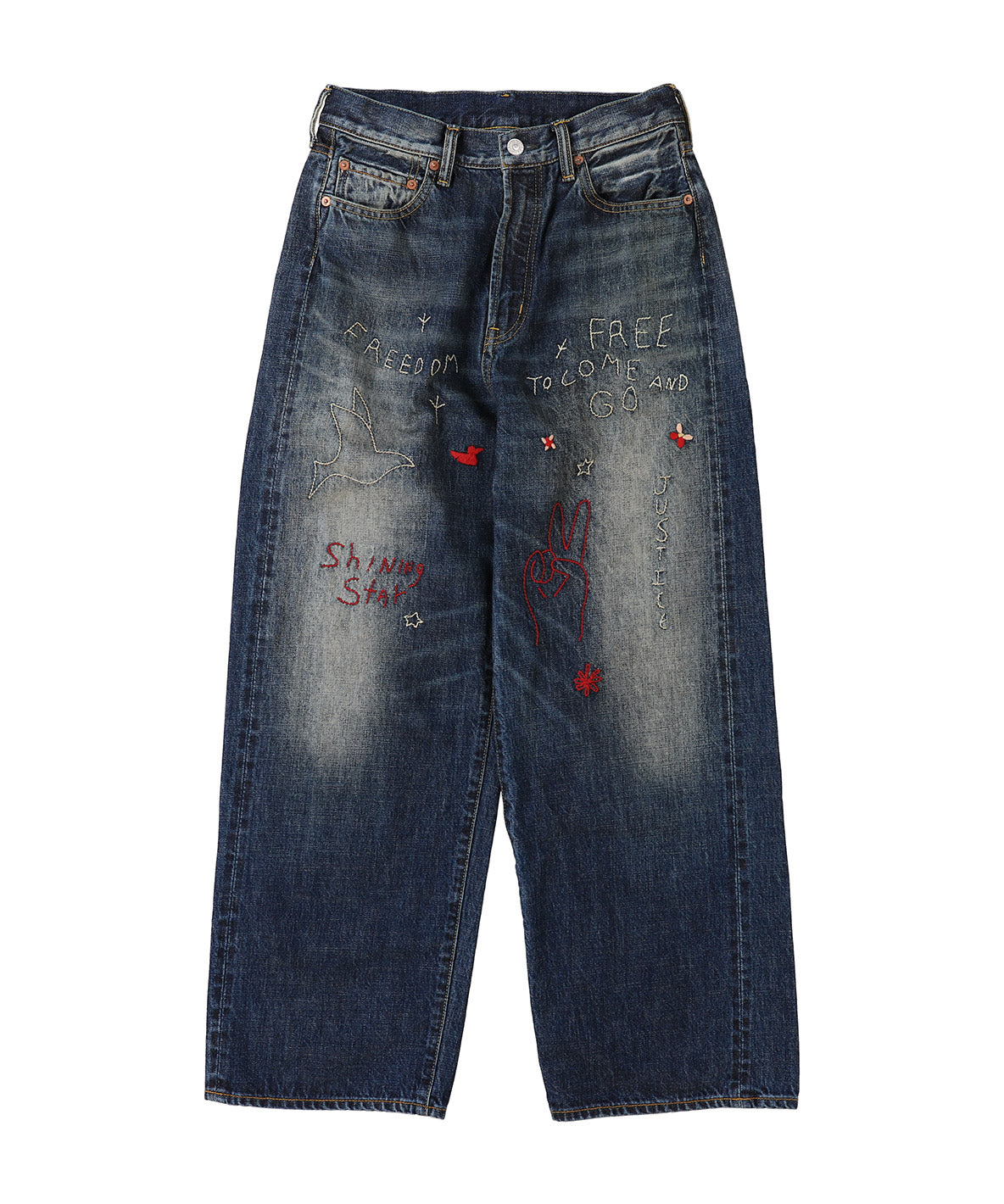 12oz HOME MADE Denim Embroidered Long Pants(LADIES)