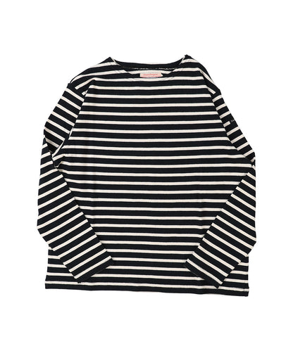 Striped Cotton Jersey Boatneck L/S Tee(LADIES)