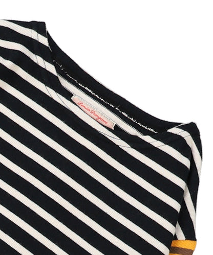 Striped Cotton Jersey Boatneck L/S Tee(LADIES)