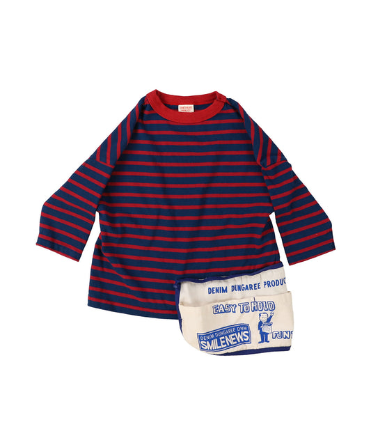 Striped Cotton Jersey Apron L/S Tee