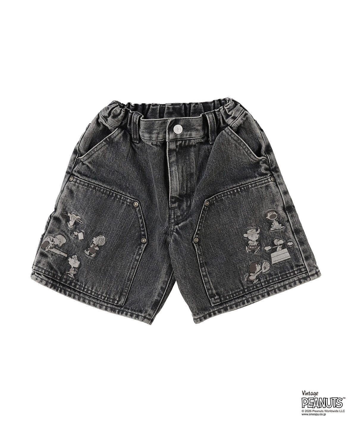 Black Denim SNOOPY Shorts