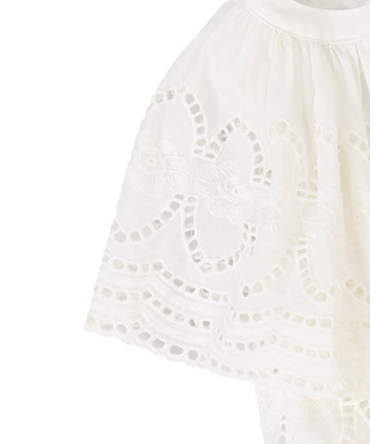 Scalloped Lace Tiered Blouse