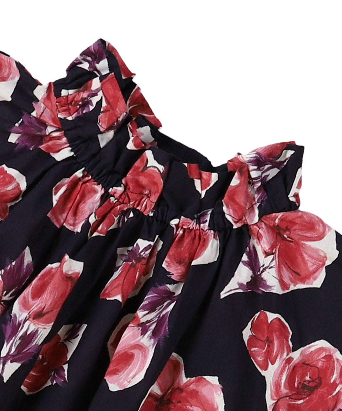 Flower Print Gathered Pullover