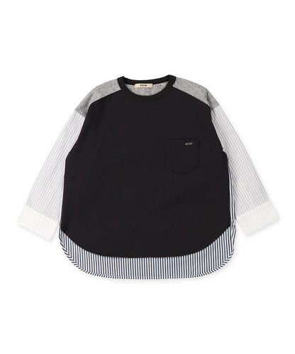 Cotton Jersey and Striped Long Sleeve Tee