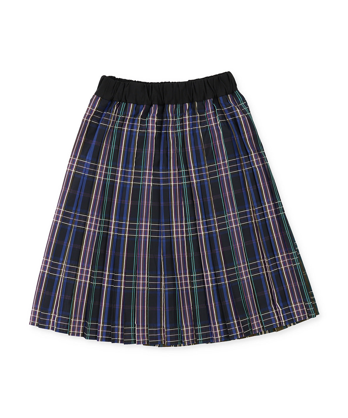 Eco Dobby Checked Pleats Long Skirt