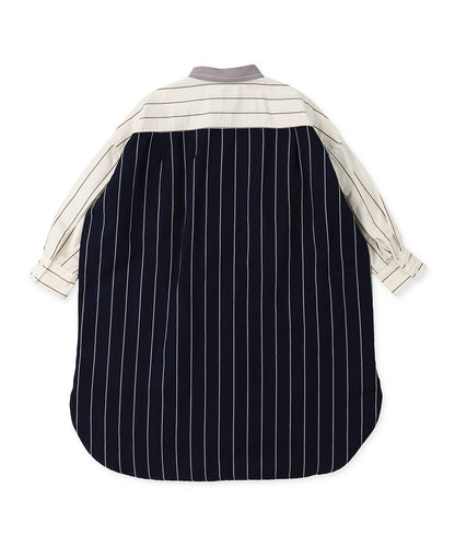 Cotton Linen Weather Striped Shirt Dress