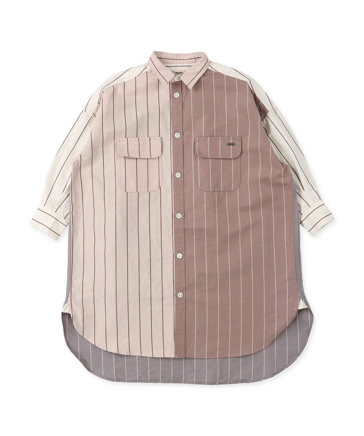 Cotton Linen Weather Striped Shirt Dress