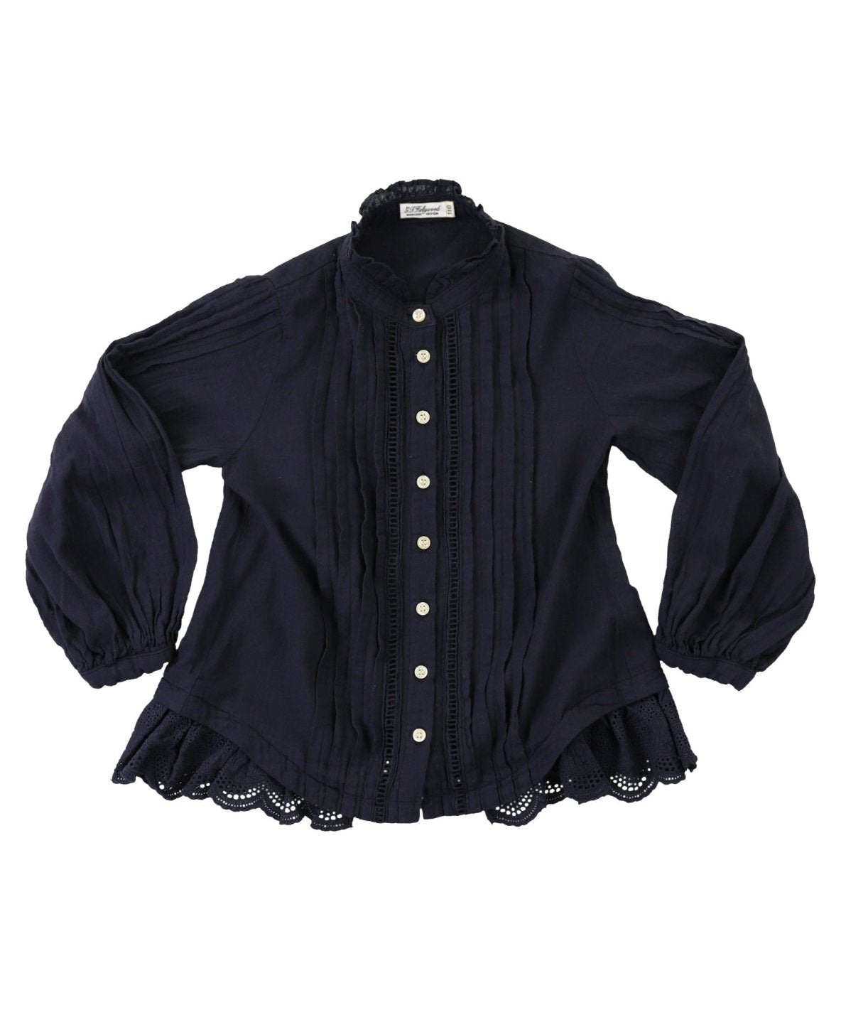 Pin Tuck Lace Frill Blouse