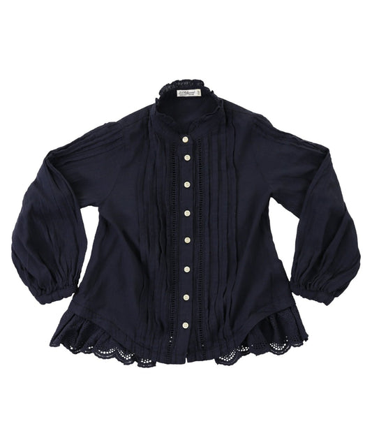 Pin Tuck Lace Frill Blouse