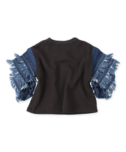 Vitage Fleece Ruffled Sleeve Sweat Shirt