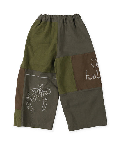 Linen Cotton Canvas Switching Embroidery Pants