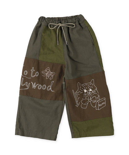 Linen Cotton Canvas Switching Embroidery Pants