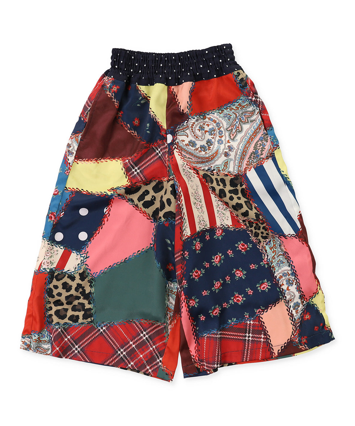 Patchwork Quilted Print Wide Pants