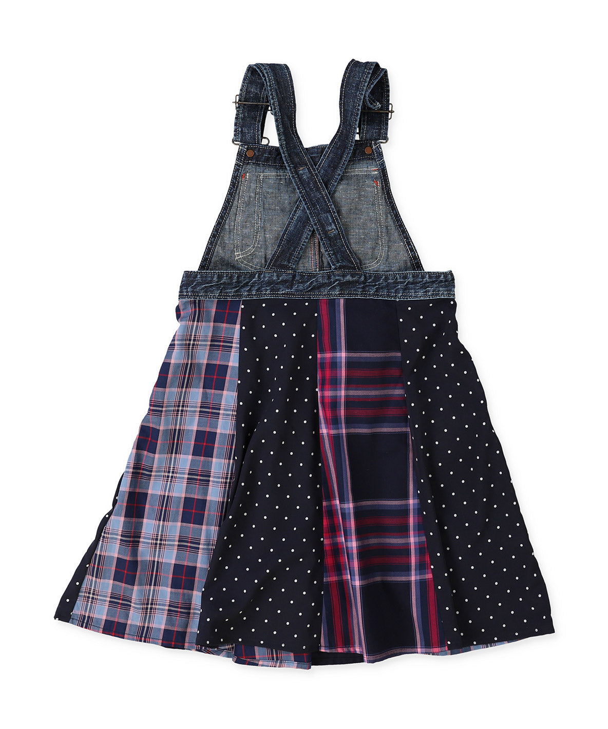 Checked Switching Pleats Jumper Skirt