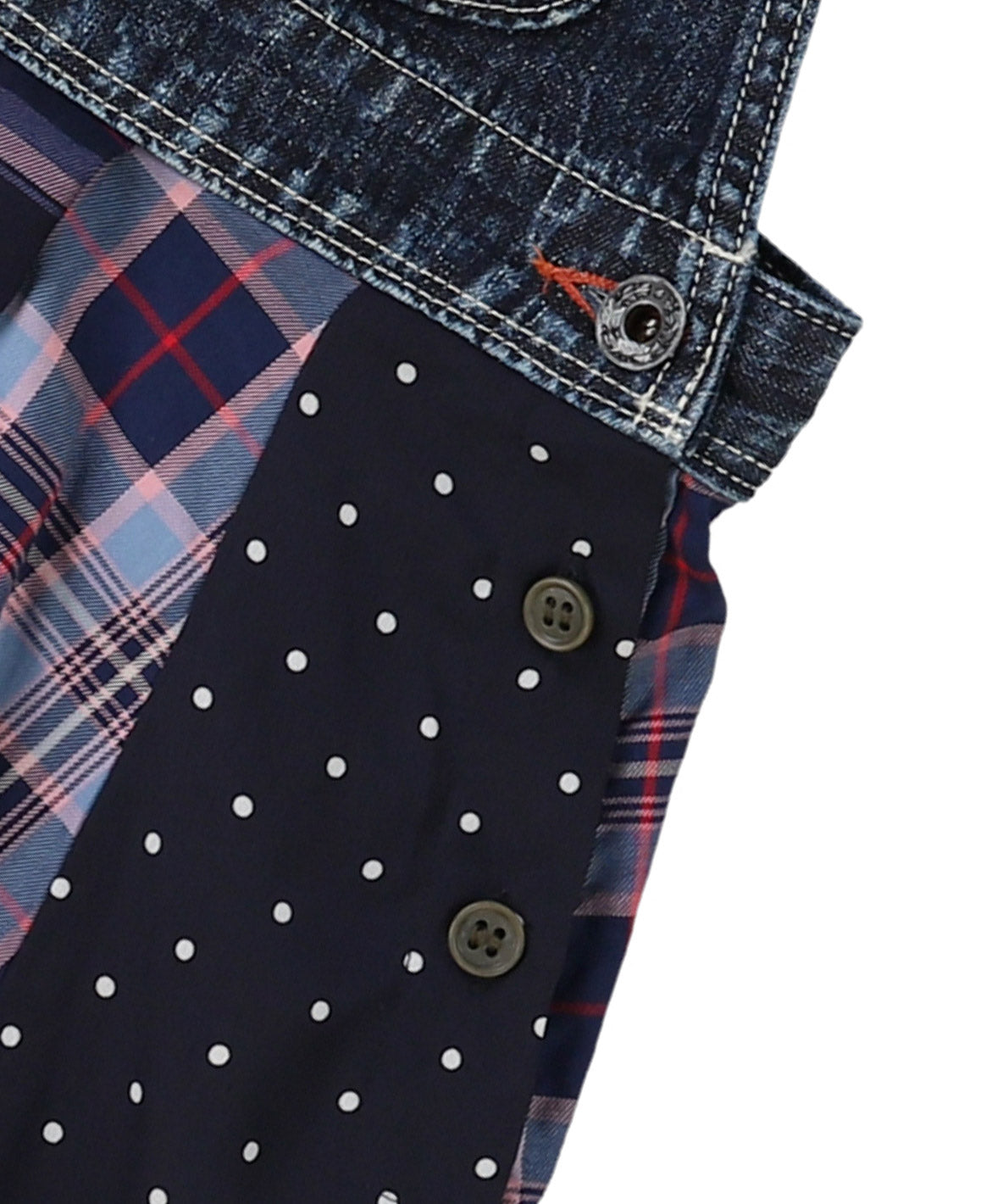 Checked Switching Pleats Jumper Skirt