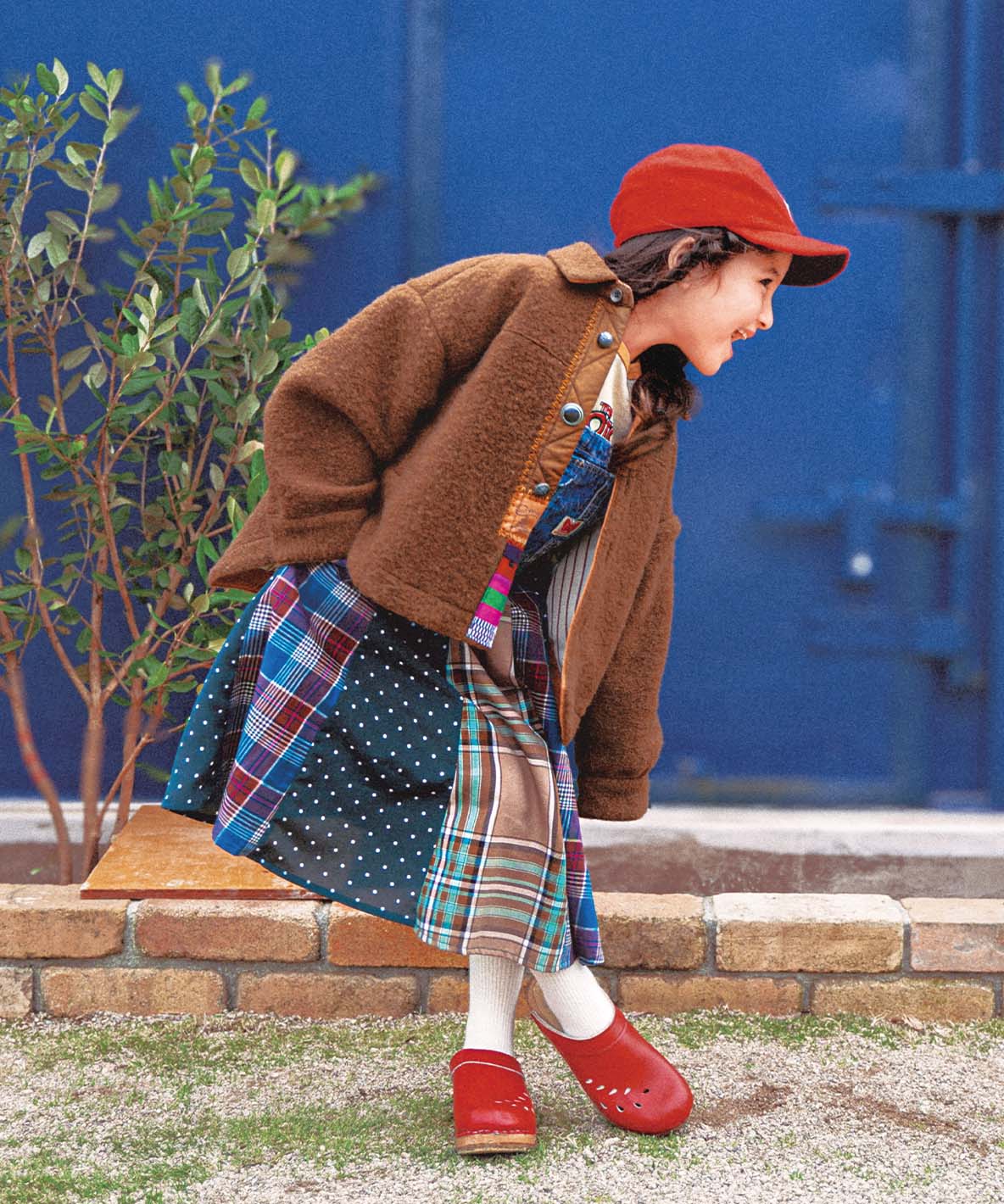 Checked Switching Pleats Jumper Skirt