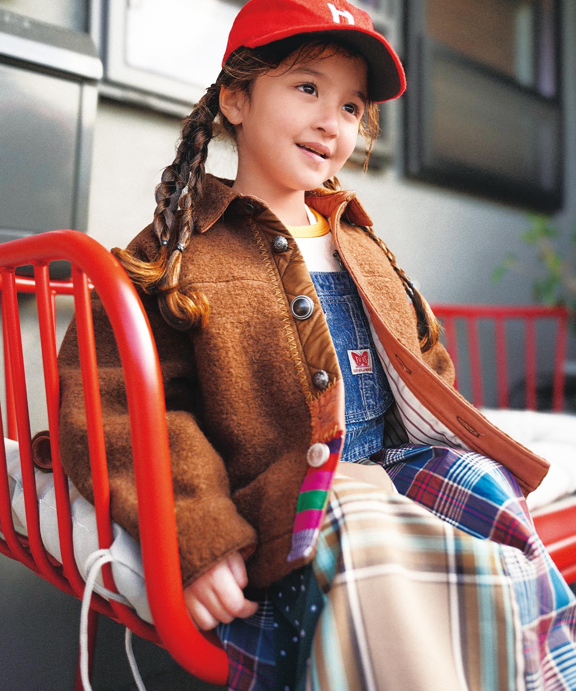 Checked Switching Pleats Jumper Skirt