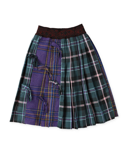 Mix Checked Ribbon Skirt