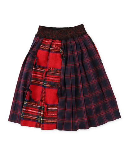 Mix Checked Ribbon Skirt