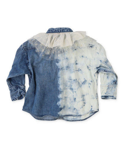 Tulle Collar and Work Denim Shirt Jacket