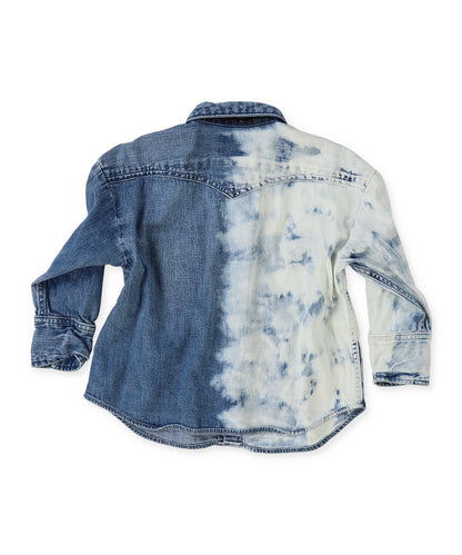 Tulle Collar and Work Denim Shirt Jacket