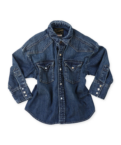 Tulle Collar and Work Denim Shirt Jacket