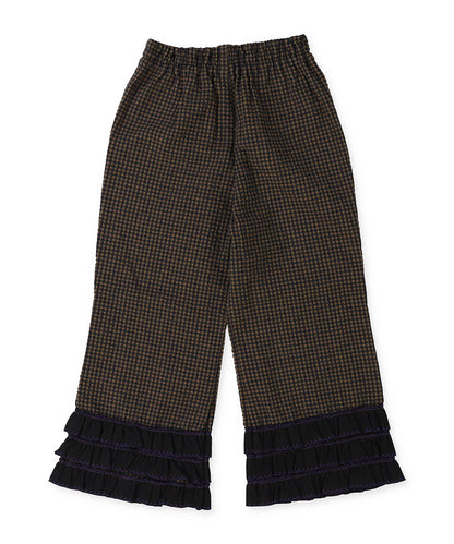 Waffle Gingham Plaid Ruffled Pants
