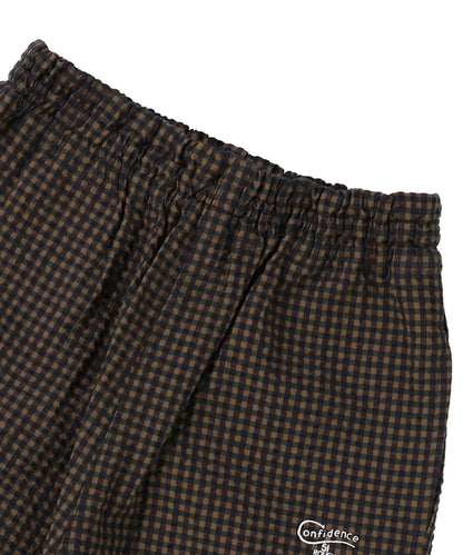 Waffle Gingham Plaid Ruffled Pants