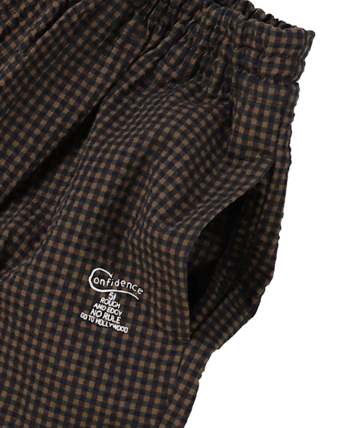 Waffle Gingham Plaid Ruffled Pants